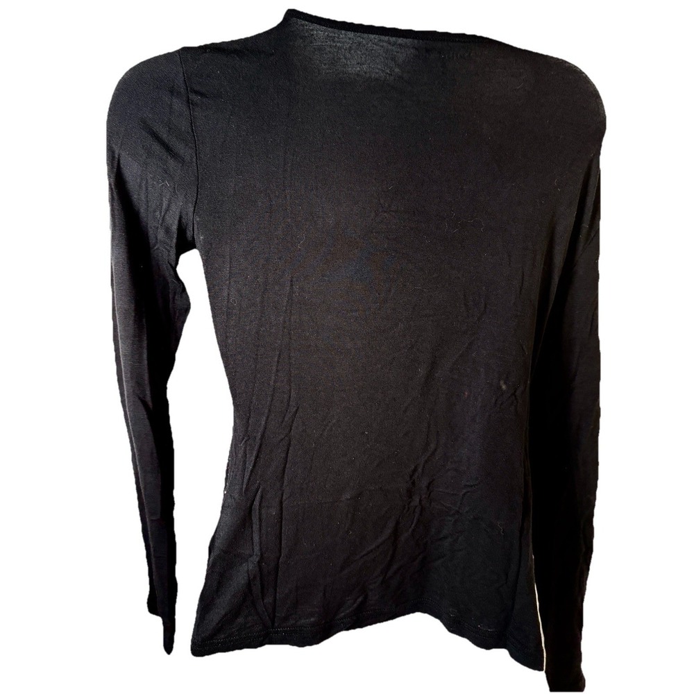 VTg Sunset Rd Black Rhinestone Zip Front Ruffle Blouse Small Whimsigoth Y2K - Picture 12 of 13